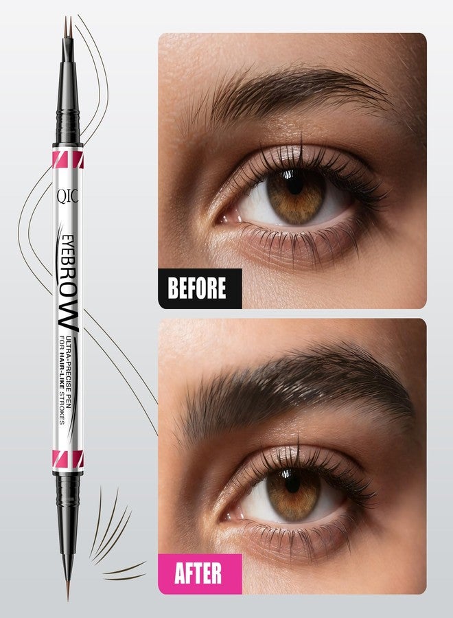 W3W Microblading Eyebrow Pencils for Women - Eyebrow Pen 2-in-1 Dual-Ended Eye Brow Pencil with Precise 2-Fork-Tip & Brush-Tip Waterproof Eyebrow Pen for Hair-Like Brows, Last All Day, Black Brown - Image 2