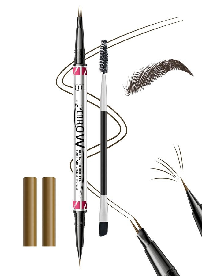 W3W Microblading Eyebrow Pencils for Women - Eyebrow Pen 2-in-1 Dual-Ended Eye Brow Pencil with Precise 2-Fork-Tip & Brush-Tip Waterproof Eyebrow Pen for Hair-Like Brows, Last All Day, Black Brown - Image 1