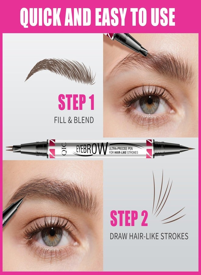 W3W Microblading Eyebrow Pencils for Women - Eyebrow Pen 2-in-1 Dual-Ended Eye Brow Pencil with Precise 2-Fork-Tip & Brush-Tip Waterproof Eyebrow Pen for Hair-Like Brows, Last All Day, Black Brown - Image 4