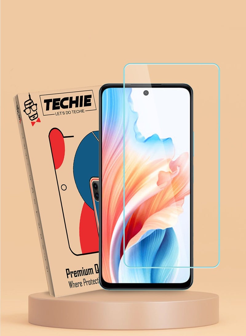 Techie HD Tempered Glass Screen Protector for Oppo A79 - Anti Reflection Anti Bubbles 9H Hardness 0.33 mm Rounded Edges Easy Installation - Image 1