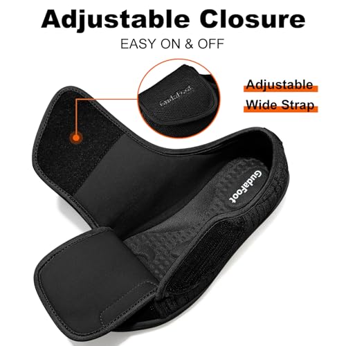 GudaFoot Women's Diabetic Shoes Easy Put on with Adjustable Lightweight for Edema Plantar Fasciitis Bunions Arthritis Neuropathy Wide Width Swollen Feet Bottom Fattening and Widening Elderly Shoes Black - Image 3
