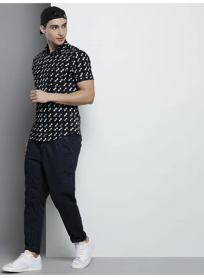 The Indian Garage Co Men Slim Fit Conversational Printed Half Sleeves Spread Collar Resort Wear Shirt