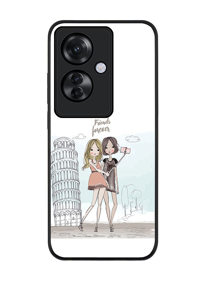 Stylizedd Rugged Black edge case for Oppo Reno11 F / Oppo F25 Pro 5G, Slim fit Soft Case Flexible Rubber Edges Anti Drop TPU Gel Thin Cover -  Friends Forever - Image 1