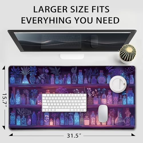 Mcapirivo Mystical Potion Bottles Gaming Mouse Pad 31.5"x15.7"｜XXL Desk Mat, Non-Slip Rubber Base & Stitched Edges - Extended Waterproof Mousepad for PC/Laptop/Office/Home Decor - Image 4