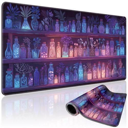 Mcapirivo Mystical Potion Bottles Gaming Mouse Pad 31.5"x15.7"｜XXL Desk Mat, Non-Slip Rubber Base & Stitched Edges - Extended Waterproof Mousepad for PC/Laptop/Office/Home Decor - Image 1