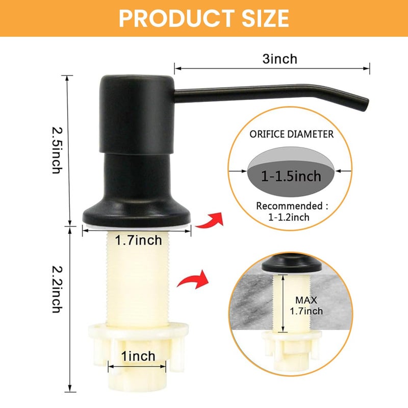 HANNEA® Sink Soap Dispenser with 1.2m Long Silicone Pipe Modern Stainless Steel Kitchen Liquid Soap Pump Dish Soap Dispenser Hand Soap Pump Dispenser - Image 2