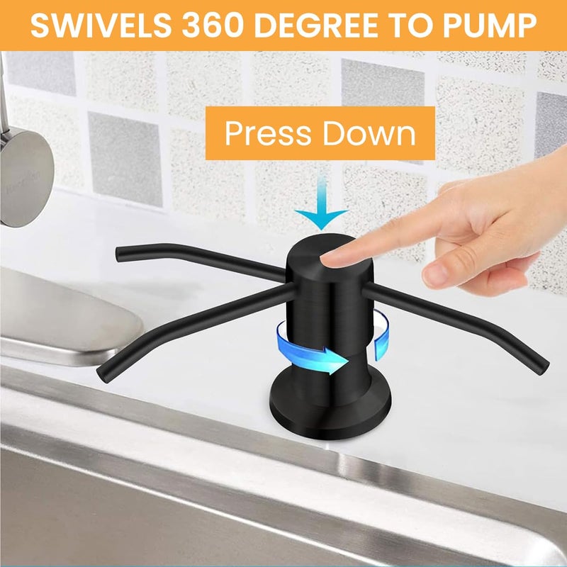 HANNEA® Sink Soap Dispenser with 1.2m Long Silicone Pipe Modern Stainless Steel Kitchen Liquid Soap Pump Dish Soap Dispenser Hand Soap Pump Dispenser - Image 4