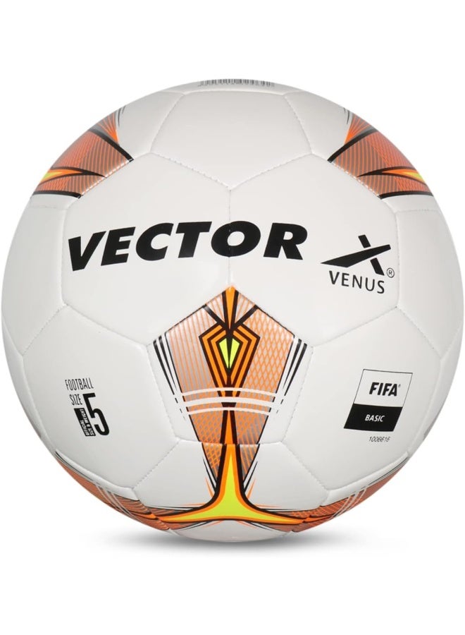 Vector X Venus Football Soccer Ball for Training & Match Play |Size 5|White/Orange - Image 1