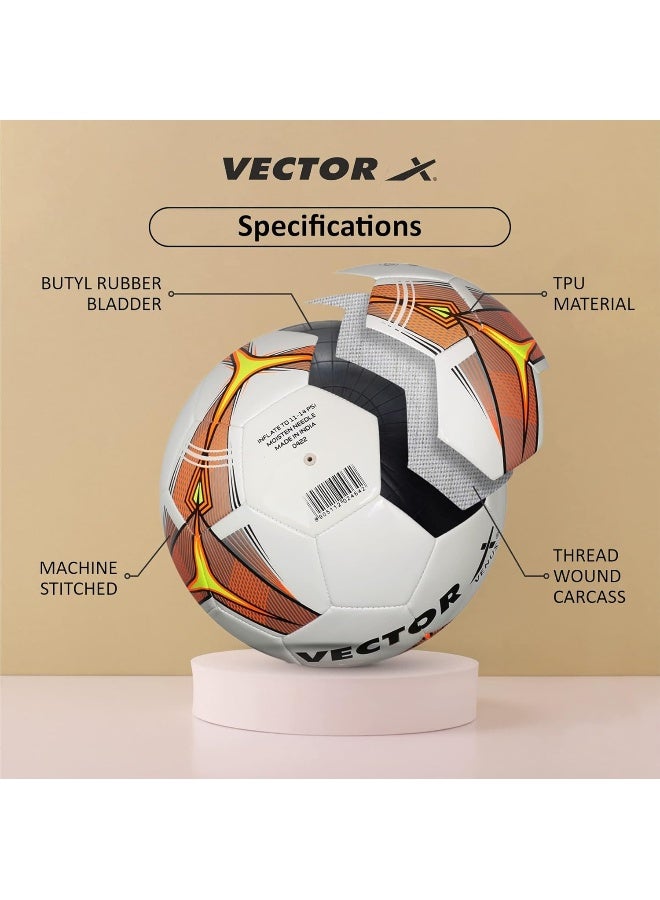 Vector X Venus Football Soccer Ball for Training & Match Play |Size 5|White/Orange - Image 3