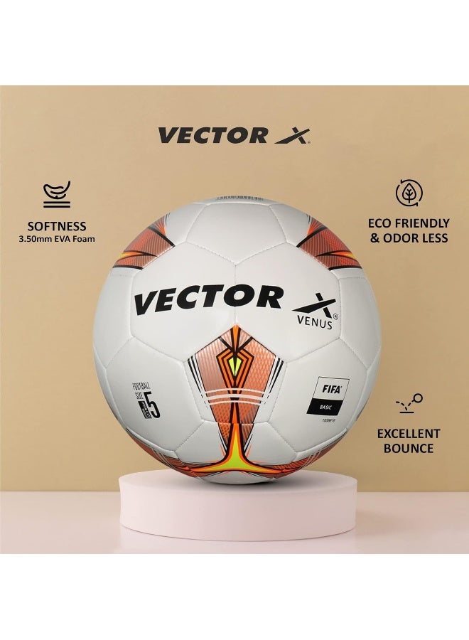 Vector X Venus Football Soccer Ball for Training & Match Play |Size 5|White/Orange - Image 2