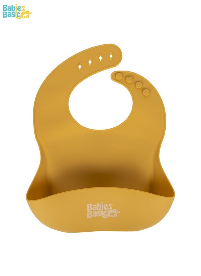 Babies Basic - Feeding Set, 6 Piece, Silicone Set For Self Feeding, Learning & Fine Motor Skills Soft, Easy To Grip, Bib, Bowl, Plate, Mini Utensils, Spoon & 2 In 1 Cup - Yellow - Image 1