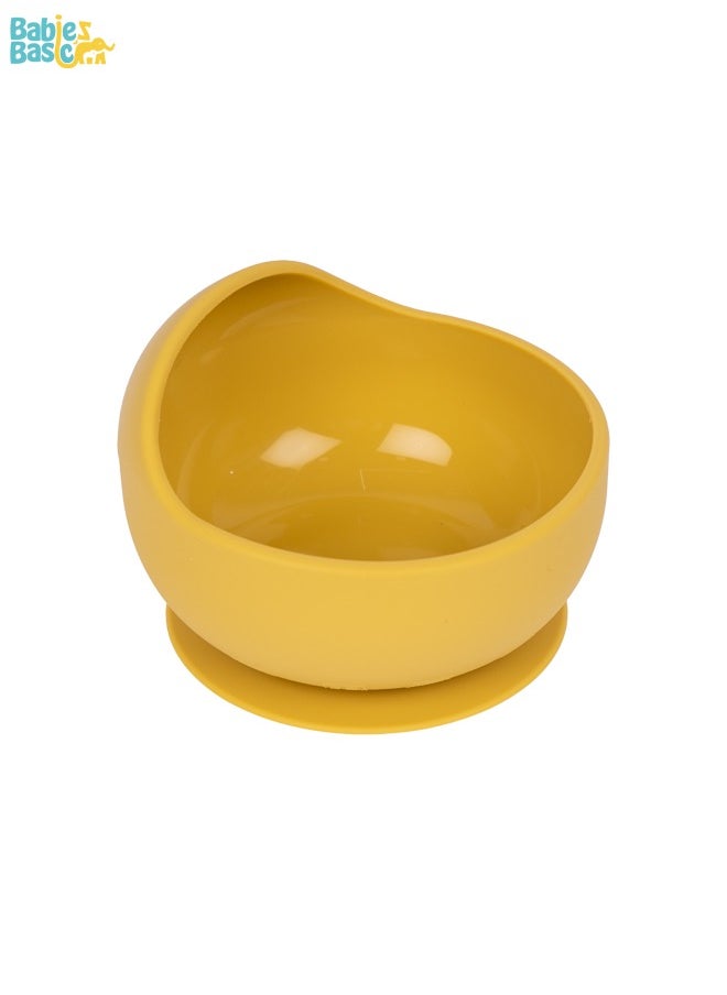 Babies Basic - Feeding Set, 6 Piece, Silicone Set For Self Feeding, Learning & Fine Motor Skills Soft, Easy To Grip, Bib, Bowl, Plate, Mini Utensils, Spoon & 2 In 1 Cup - Yellow - Image 1