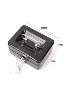 Zibuyu ZIBUYU® Cash Box with Lock Portable Coin Box with Keys Money Storage Case Piggy Bank with 6 Compartments, Portable Metal Cash Box with Lock Small Locker Box for Money (4.92 x 3.74 x 2.36 Inch) - Black  - Image 3