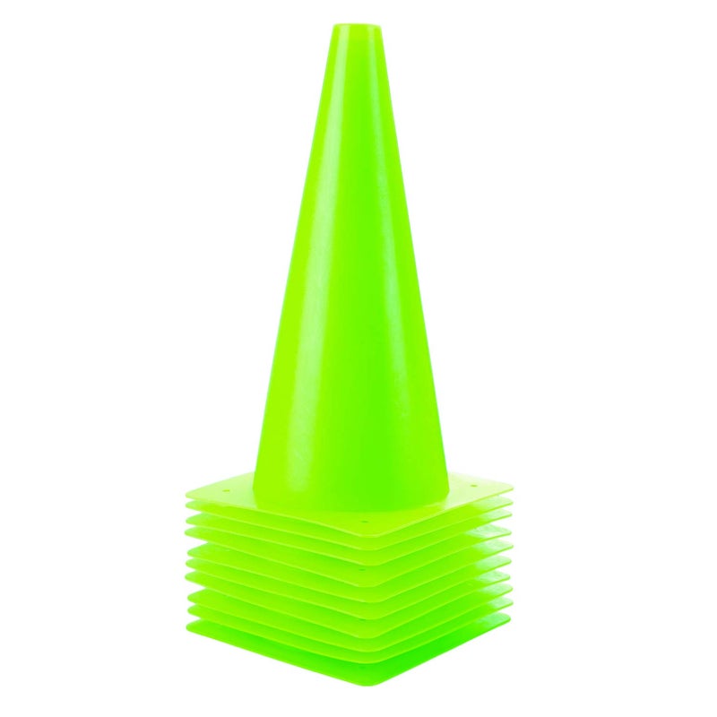 Alyoen 12 Inch Traffic Training Sports Cones, [10 Pack] Green Safety Cones, Soccer Basketball Cones for Drills, Plastic Marker Cones for Indoor/Outdoor Activity & Festive Events - Image 1
