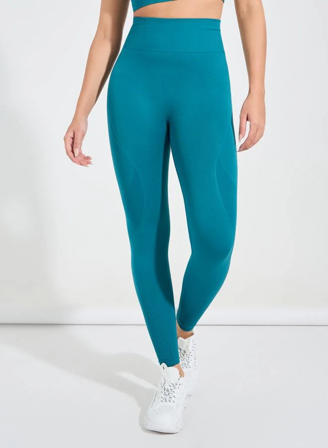 Styli Seamless Tonal Jacquard Effect Sports Bra & Leggings Set