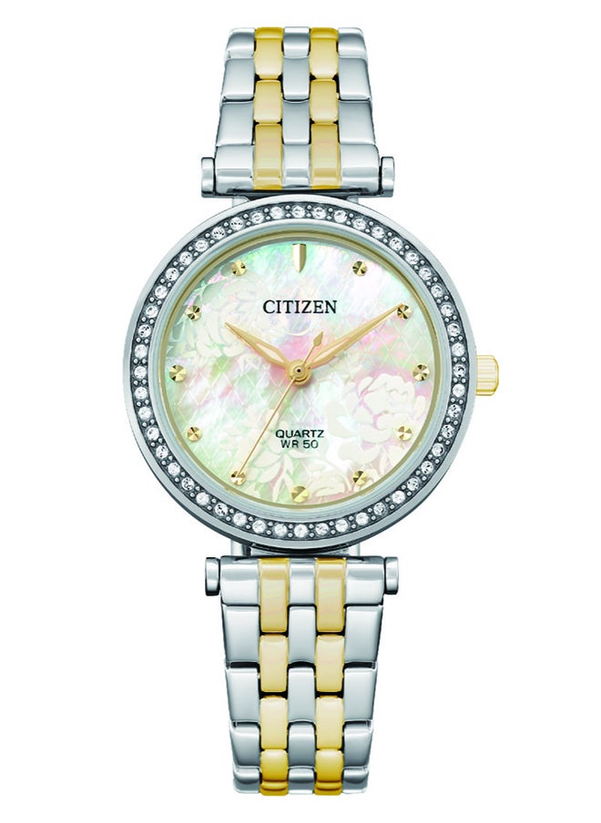 CITIZEN ساعة يد نسائية من الستانلس ستيل بعقارب دائرية الشكل ER0214-54D - 30 ملم  - Image 1
