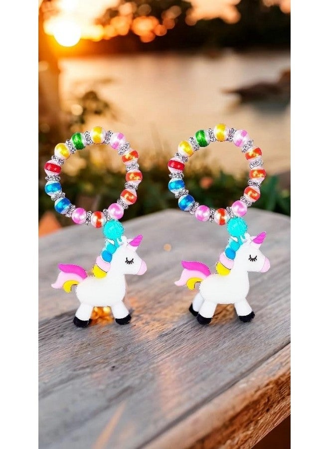 Case Creation Pack of 2 Unicorn Bracelet Girls Unicorn Bracelets Rainbow Unicorn Beaded Bracelet for Rakhi - Image 2