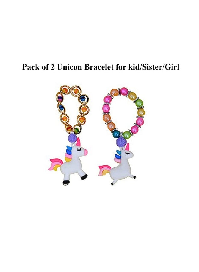 Case Creation Pack of 2 Unicorn Bracelet Girls Unicorn Bracelets Rainbow Unicorn Beaded Bracelet for Rakhi - Image 3