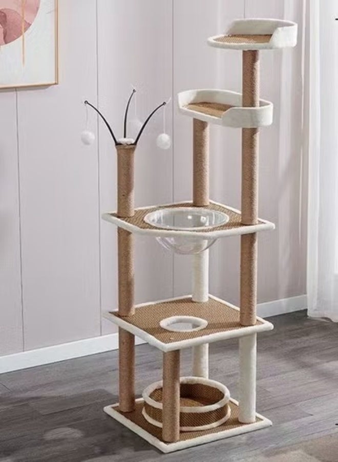 fashionhome Cat Climbing Tree and Cat Climbing Frame with Scratching Posts, Multi-Level Cat Tower for Large and Multiple Cats, Durable Cat Playhouse with Platforms, Perches, and Cozy Hideouts for Active Indoor Cats 50 x 50 x 164 cm. - Image 5