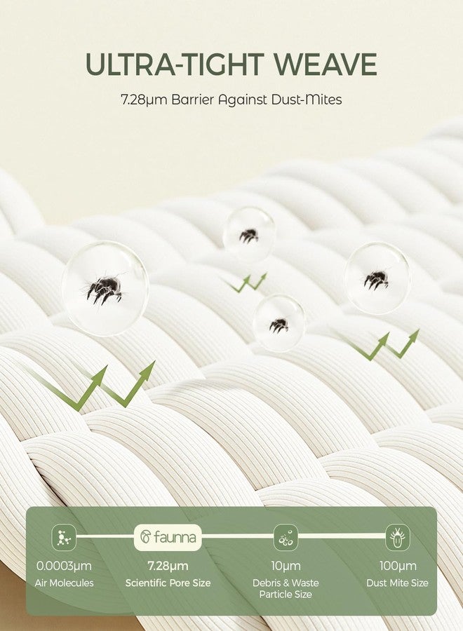 FAUNNA 100% Cotton Pillow Protectors, Bed Bug Proof, Hypoallergenic, Featuring Antimicrobial Product Protection for Enhanced Freshness, Premium Breathable Zippered Protectors - Image 2