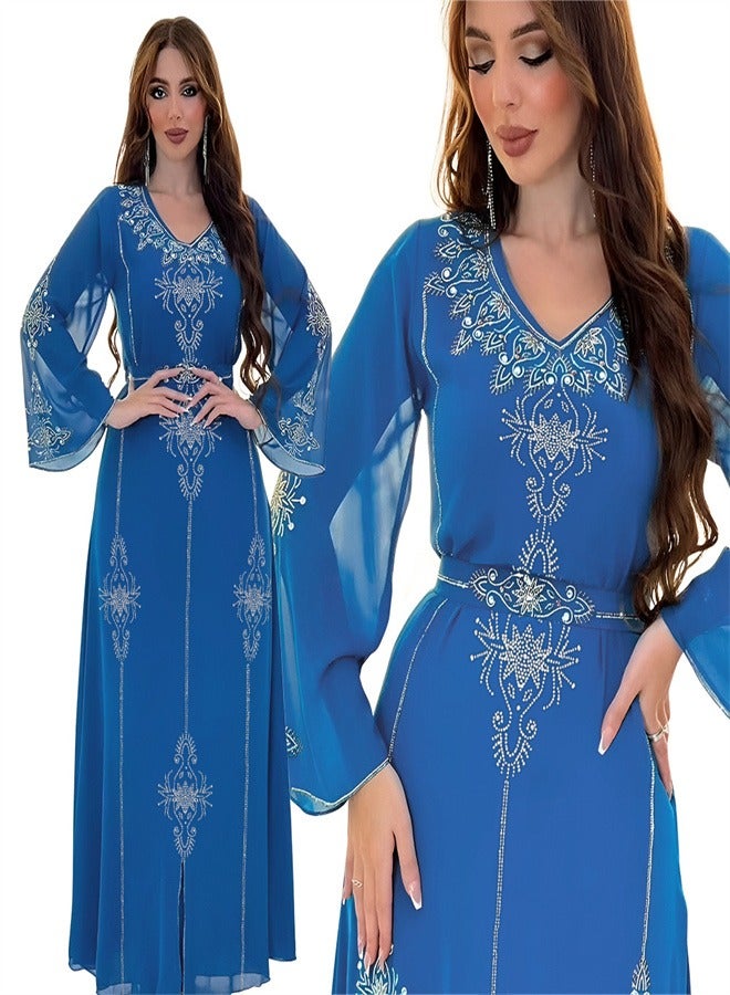 Loquat Summer Fashion Hot Diamond Dress Blue  - Image 2
