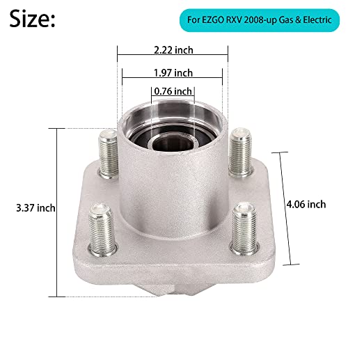10L0L Golf Cart Wheel Hub Assembly for EZGO RXV 2008-up Gas & Electric, with Bearing & Cap, OEM# 609603 19862G1 602340 602341 12091G2, Set of 2 - Image 4