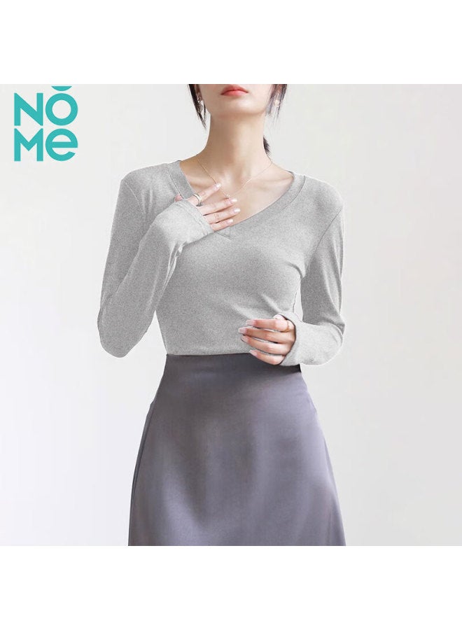 Nome V-neck Slim Fit Long Sleeve T-shirt For Women, White, Size S - Image 3