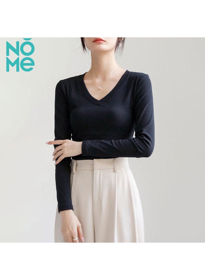 Nome V-neck Slim Fit Long Sleeve T-shirt For Women, White, Size S - Image 2