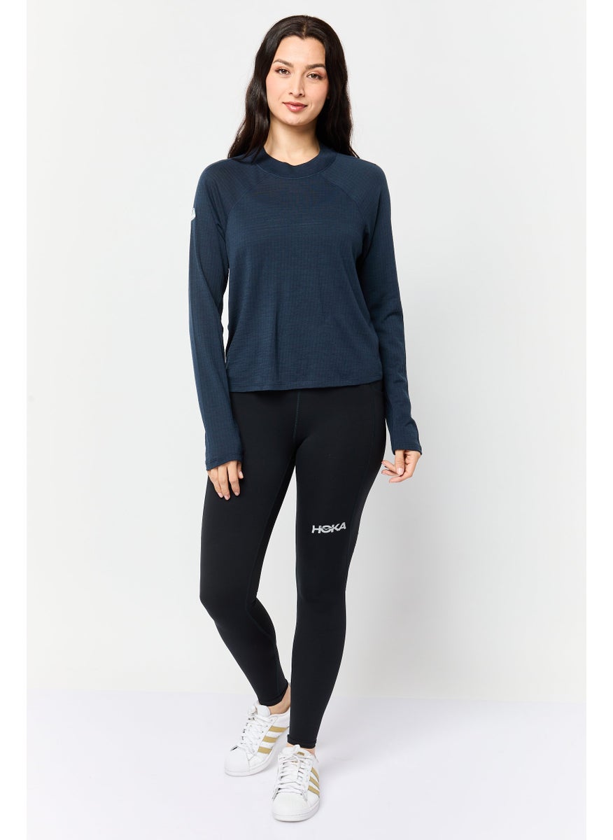 Hoka Women Sportswear Fit Long Sleeve Outdoor T-Shirt, Navy  - Image 2