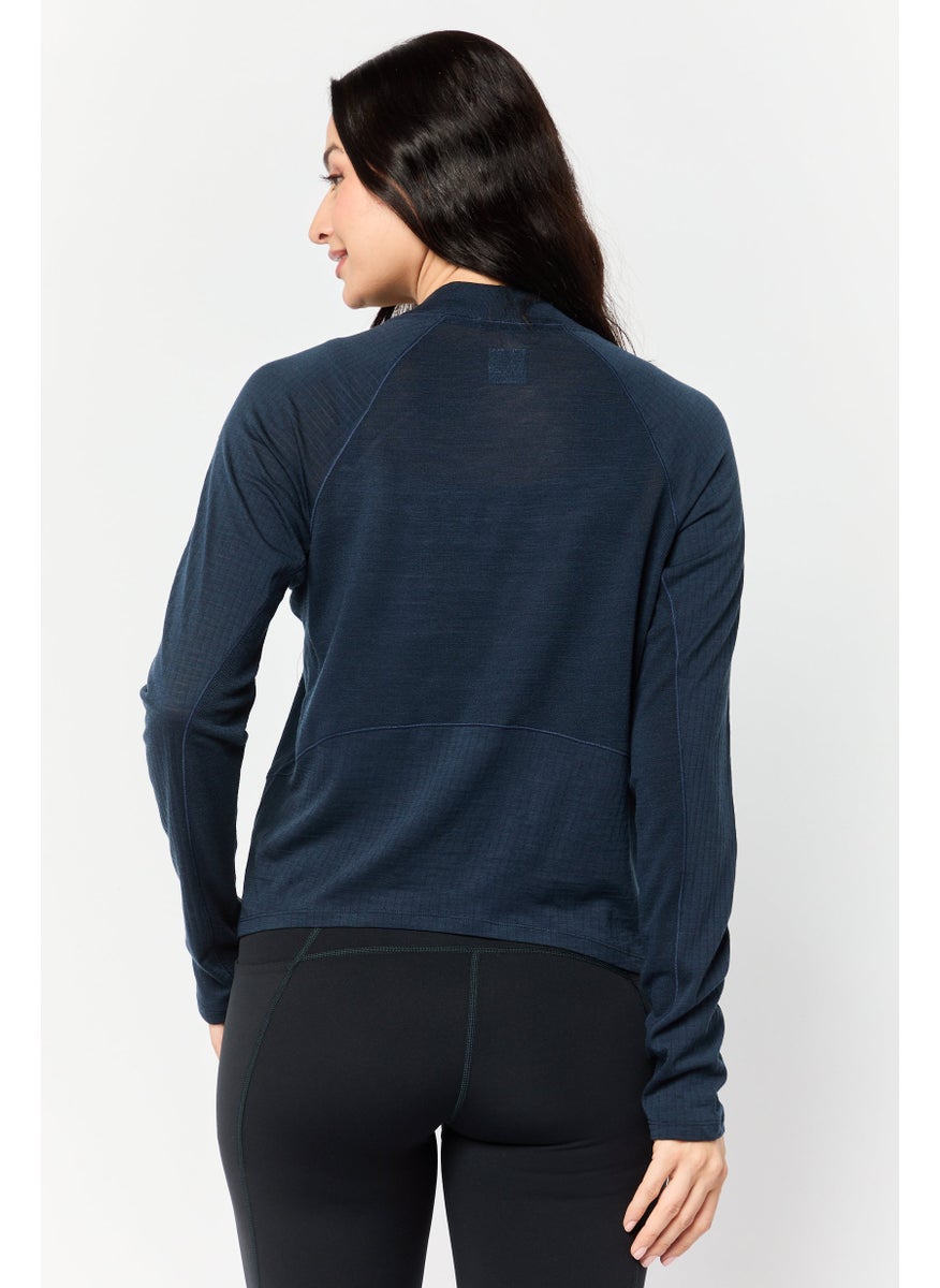 Hoka Women Sportswear Fit Long Sleeve Outdoor T-Shirt, Navy  - Image 4