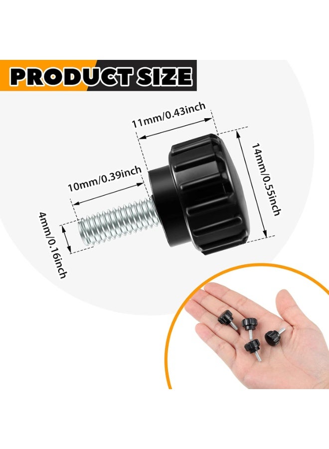 ‌20- حزمة M4 × 10mm فولاذ الكربون مزروع سمار الإبهام المشبك المسامير - أسود مستدير قبضة المقابض ‌ - Image 1
