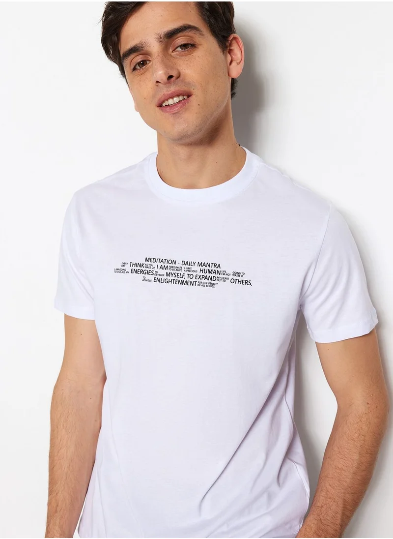 trendyol Slogan Crew Neck T-Shirt