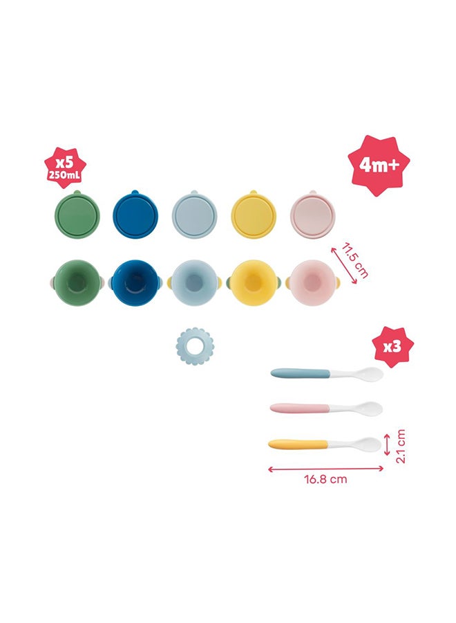 Badabulle Non-Slip Bowls 330ml With 3-Piece Flexible Spoons, Set of 5 - Image 4