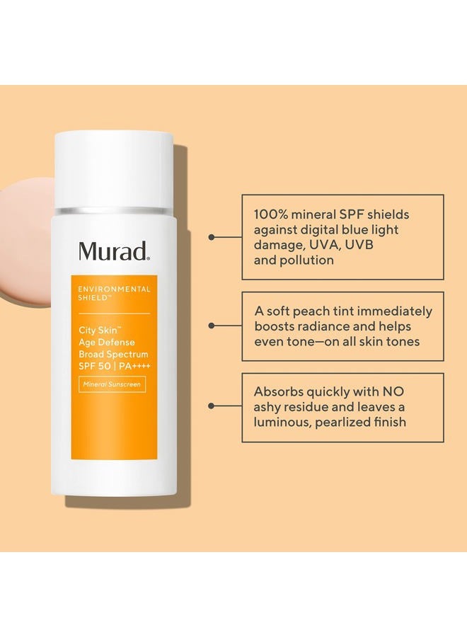 Murad City Skin Age Defense Broad Spectrum SPF 50 - Environmental Shield 100% Mineral Sunscreen - Blue Light Defense - SPF 50 Sunscreen - Light Sunscreen for Face, Travel 0.6 Fl Oz - Image 2