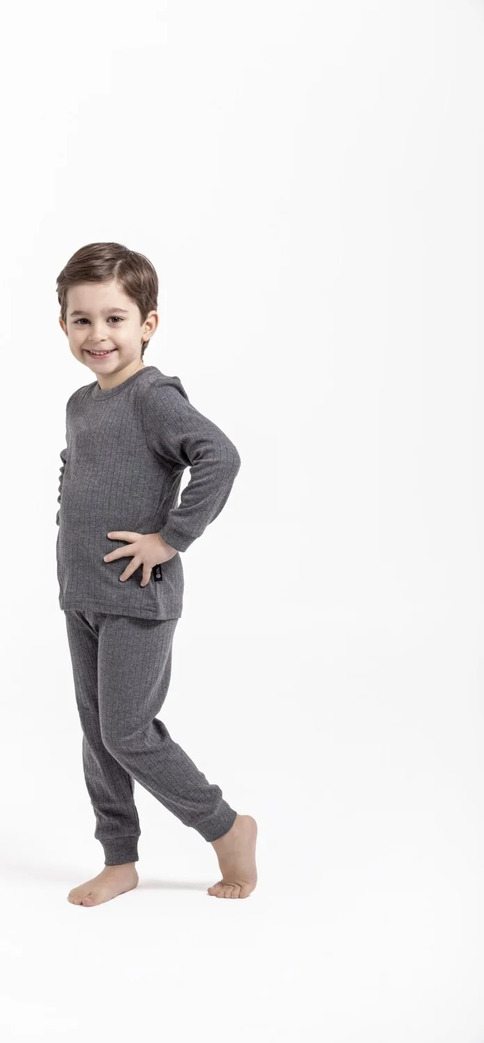 Oil Company Anthracite Thermal Children's Underwear Set Unisex OC0052