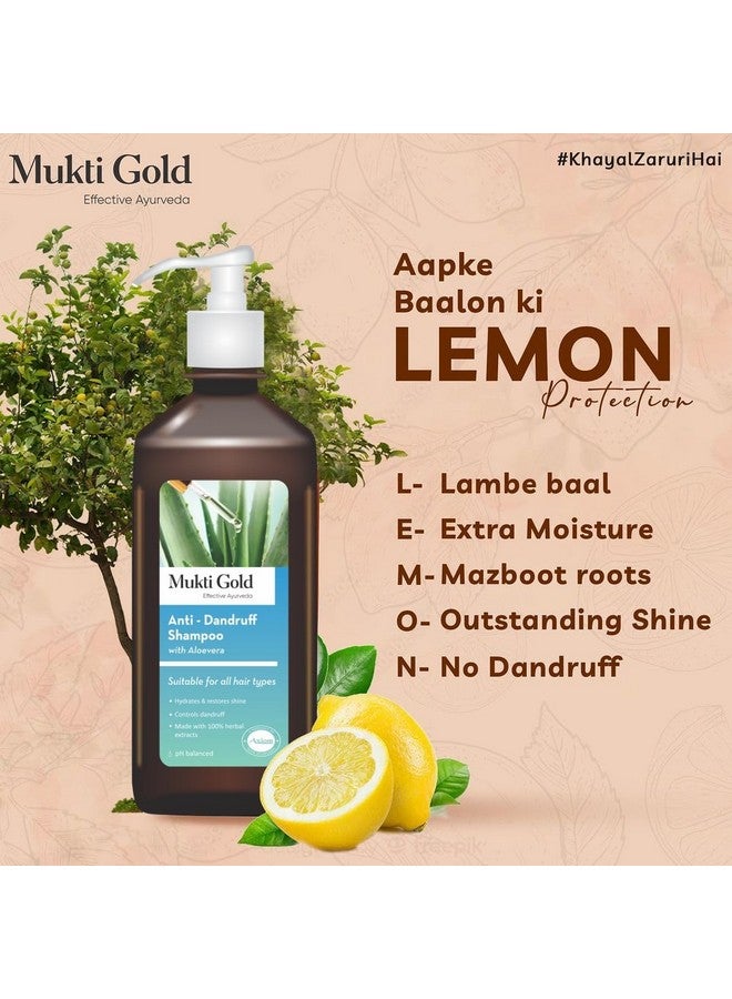 Axiom Mukti Gold Anti-Dandruff Shampoo 400Ml With Aloe Vera | Hydrates & Restores Shine | Controls Dandruff | Made With 100% Herbal Extracts | Ph Balanced - Image 3