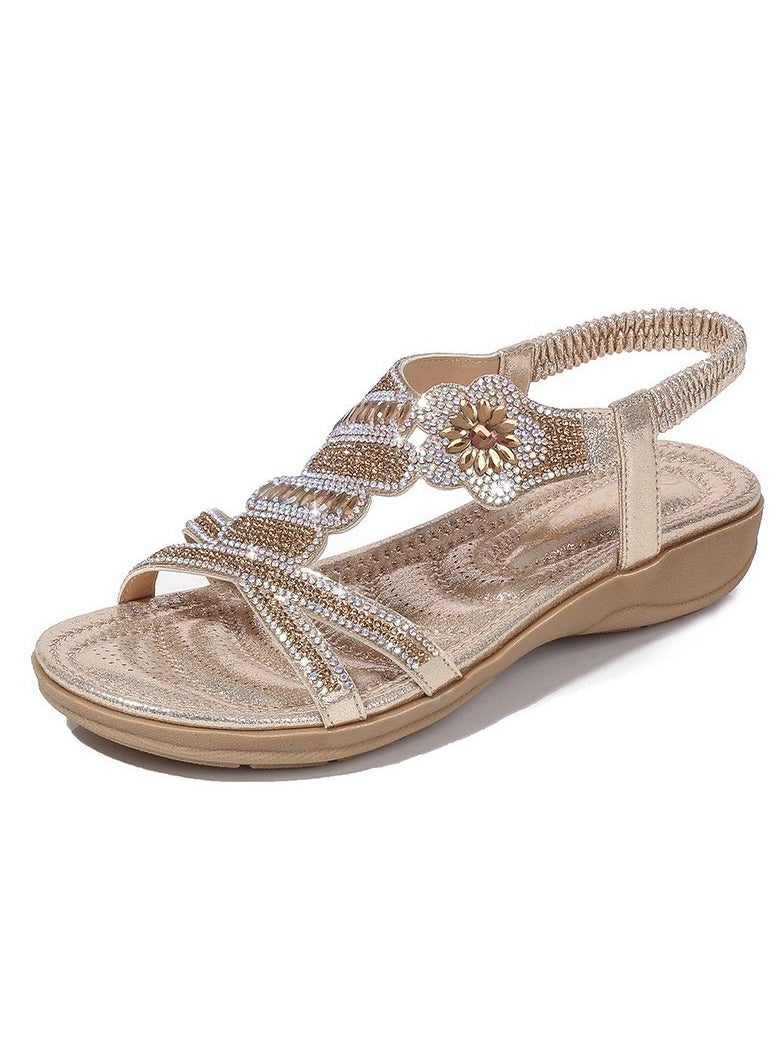 KUYING New Outside Flower Pattern Water Diamond Sandals  - Image 1