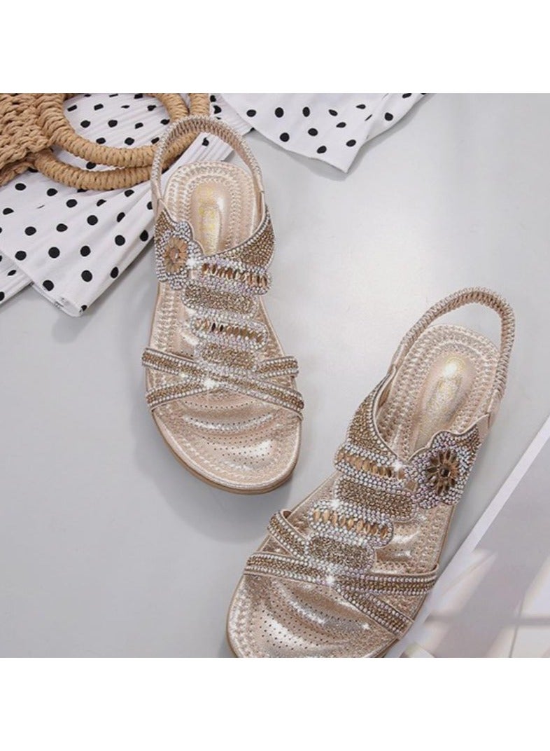 KUYING New Outside Flower Pattern Water Diamond Sandals  - Image 2