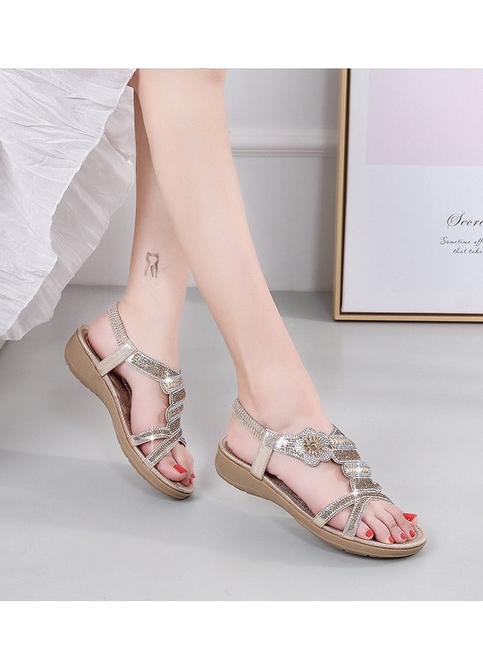 KUYING New Outside Flower Pattern Water Diamond Sandals  - Image 3