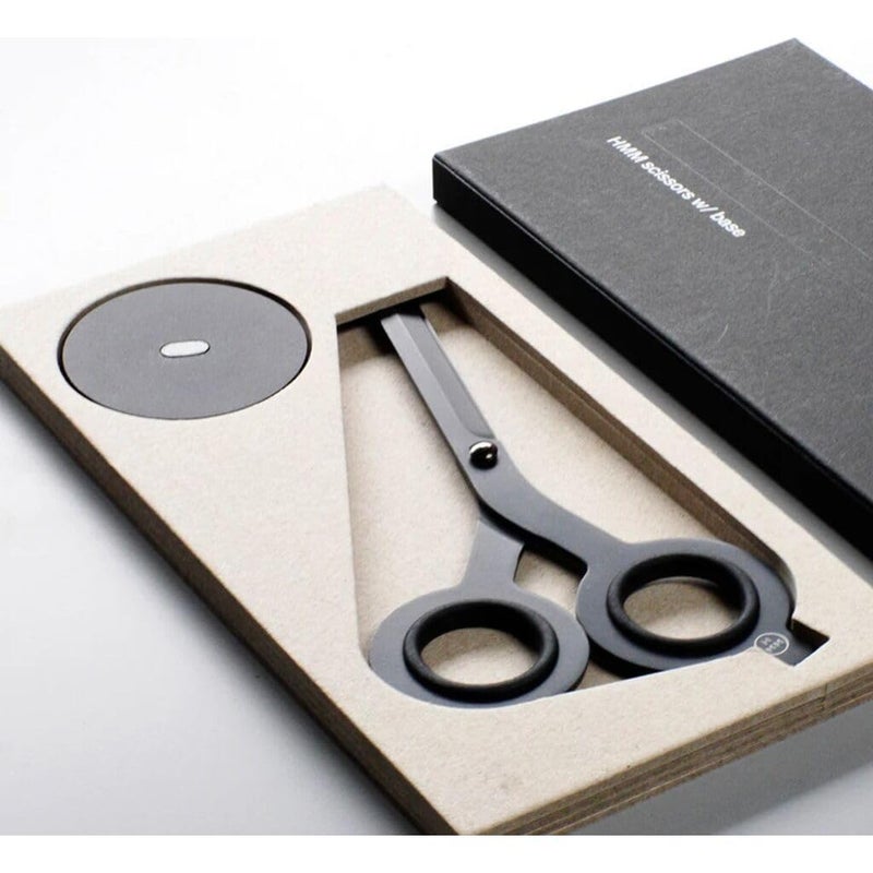 HMM Scissors - 2-in-1 All Purpose Scissors & Box Cutter - Heavy Duty, Lightweight, with Magnetic Brass Base for Office, Kitchen, & Crafts, Stainless Steel - Black - Image 2