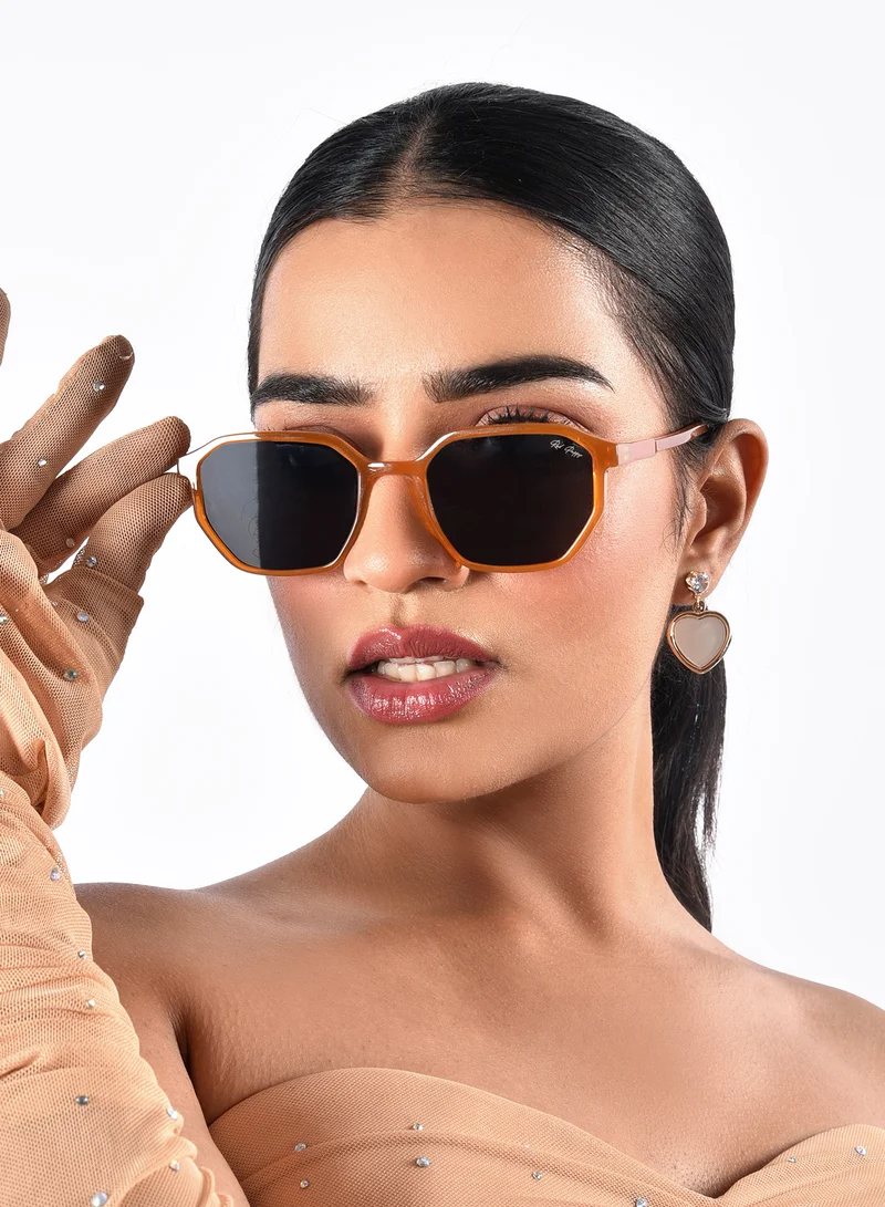 ووجلز Red Pappy Fable Black Hexagonal Sunglasses