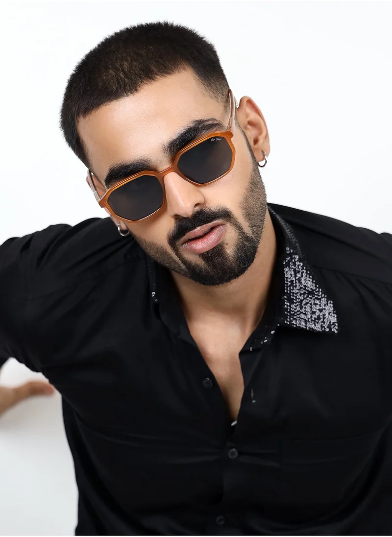 Woggles Red Pappy Fable Black Hexagonal Sunglasses