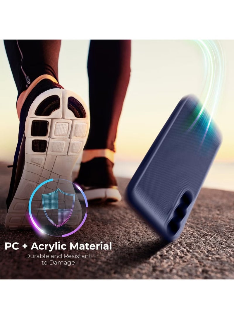 Heat Dissipation Case with Built in Camera Lens Protector Slim Fit Breathable Cooling Anti Fingerprint Hard PC Back Shockproof Cover For Samsung Galaxy A55 (Blue) - Image 3