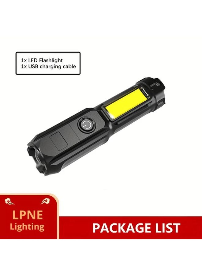 1pc COB Flashlight Super Bright LED USB Portable Zoomable Torch 3 Modes - Image 1