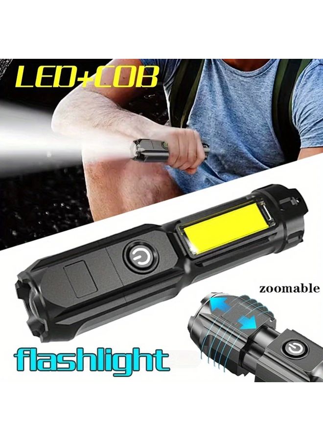 1pc COB Flashlight Super Bright LED USB Portable Zoomable Torch 3 Modes - Image 2