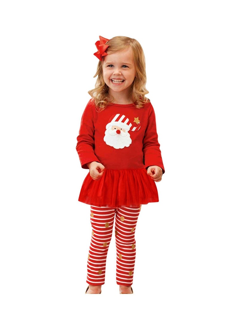 Highland Baby Girl Santa Claus Tulle T-Shirt Top and Pants Christmas Outfit - Large  - Image 4