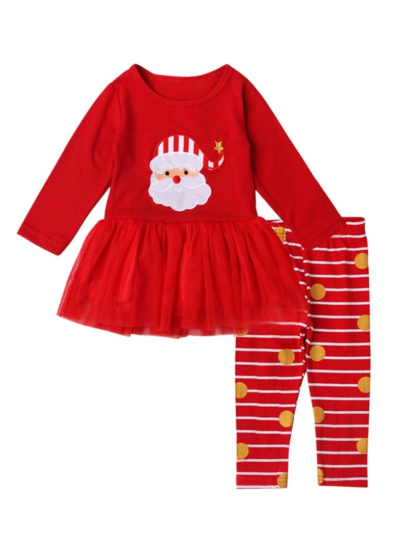 Highland Baby Girl Santa Claus Tulle T-Shirt Top and Pants Christmas Outfit - Large  - Image 2