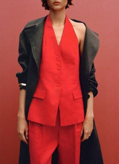 MANGO Linen Halter-Neck Suit Waistcoat  - Image 3