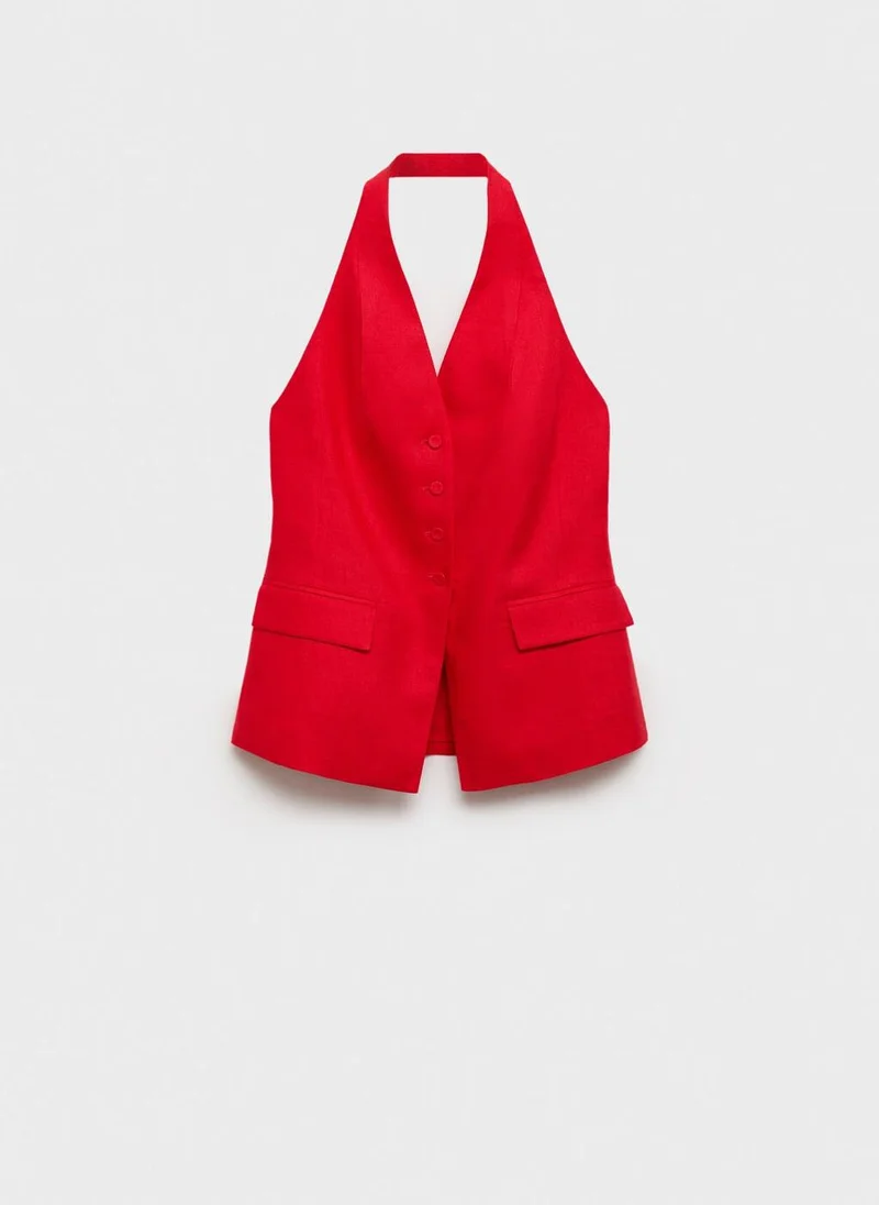 MANGO Linen Halter-Neck Suit Waistcoat
