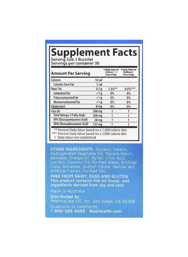 Kids Smart, Kids Smart®, Hi DHA-Omega 3 Fish Oil, Fruit, 30 Chewable Burstlets (Packaging may vary) - Image 2